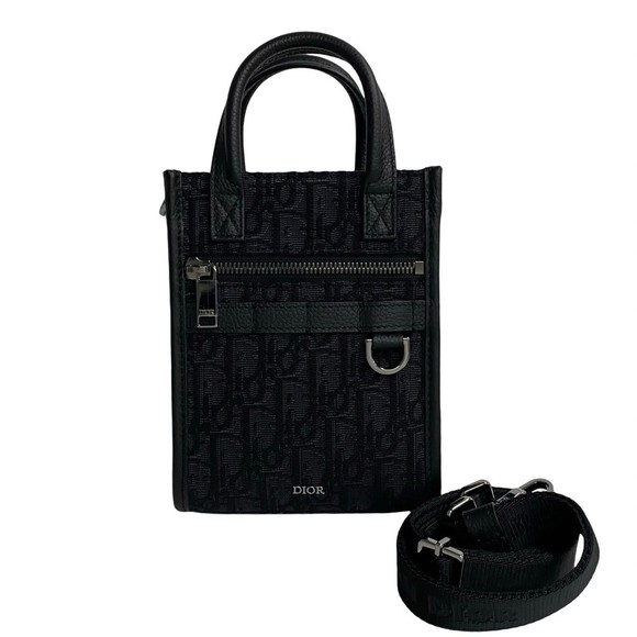 Christian Dior North-South Oblique Canvas and Leather 2-Way Handbag/Shoulder Bag - Picture 1 of 9